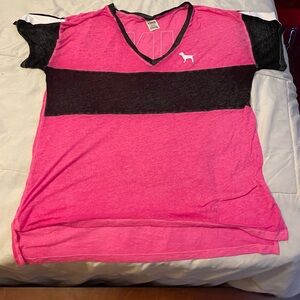 PINK Victoria's Secret Pink and Black Pajama Top